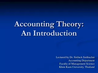 Accounting Theory:  An Introduction