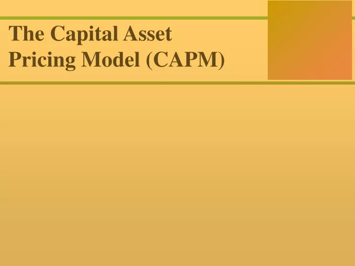 the capital asset pricing model capm