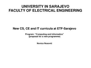 UNIVERSITY IN SARAJEVO FACULTY OF ELECTRICAL ENGINEERING