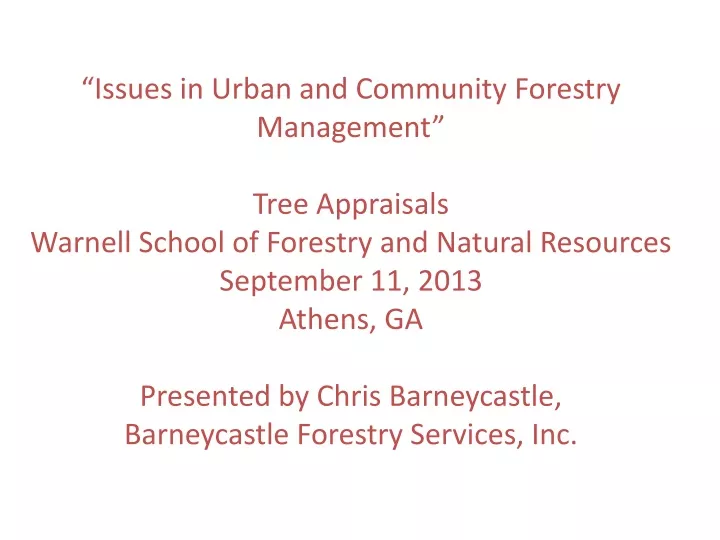 issues in urban and community forestry management