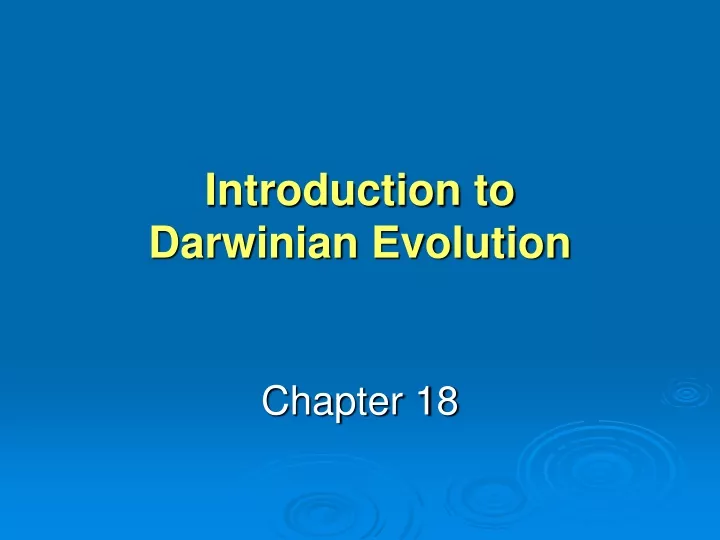 introduction to darwinian evolution