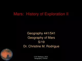 Mars:  History of Exploration II