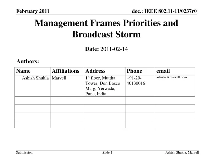 management frames priorities and broadcast storm