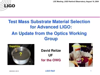 Test Mass Substrate Material Selection for Advanced LIGO: An Update from the Optics Working Group