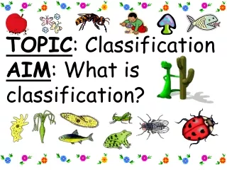 TOPIC : Classification AIM : What is classification?