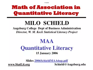 Math of Association in Quantitative Literacy