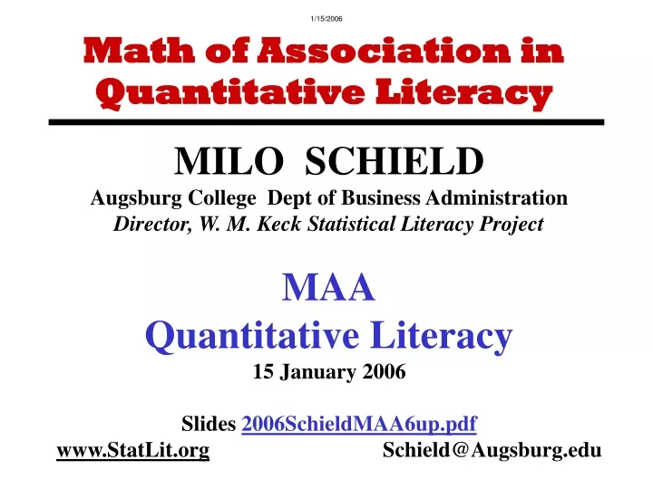 math of association in quantitative literacy