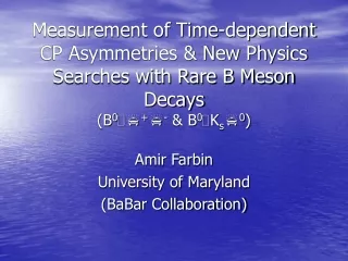 Amir Farbin University of Maryland (BaBar Collaboration)