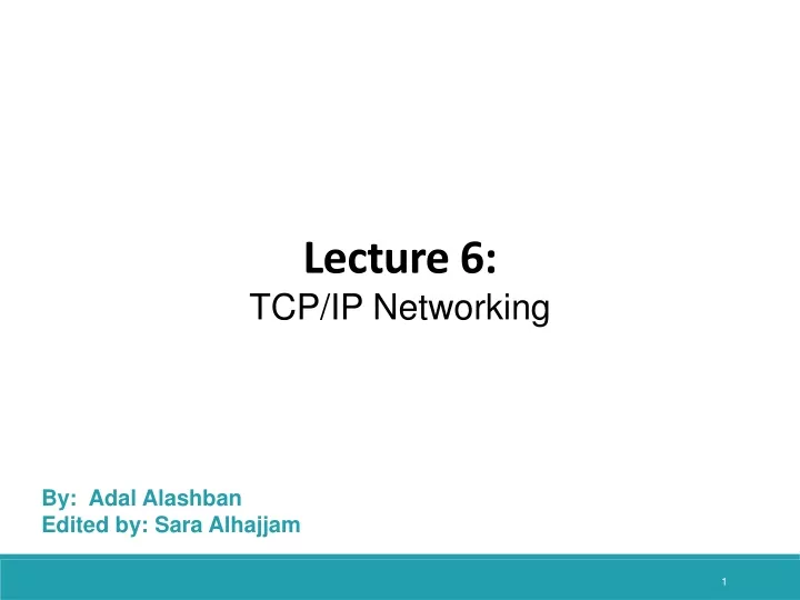 lecture 6 tcp ip networking