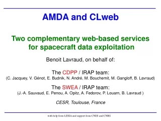 AMDA and CLweb Two complementary web-based services   for spacecraft data exploitation