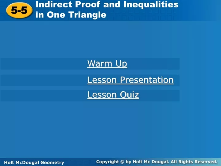 indirect proof and inequalities in one triangle