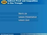 Indirect Proof and Inequalities in One Triangle Lesson - slide 1