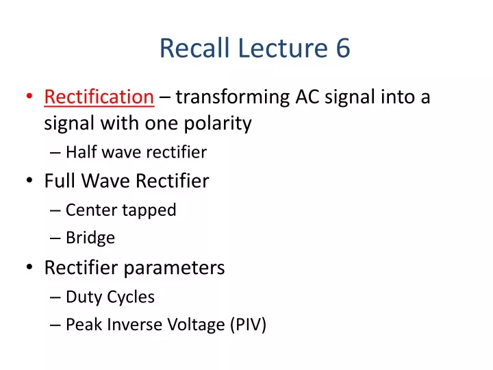recall lecture 6
