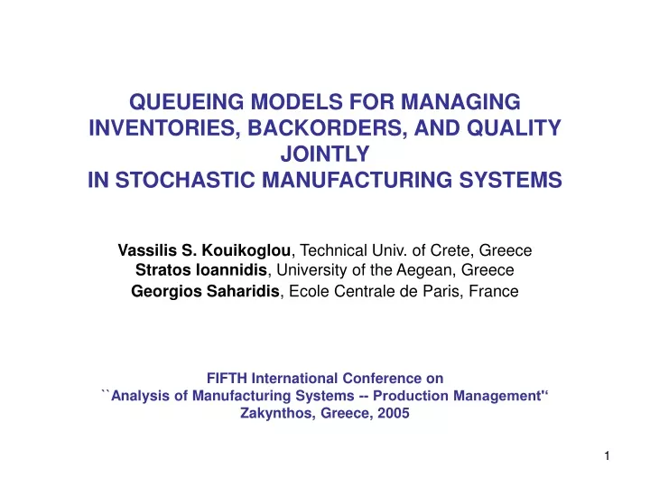 queueing models for managing inventories