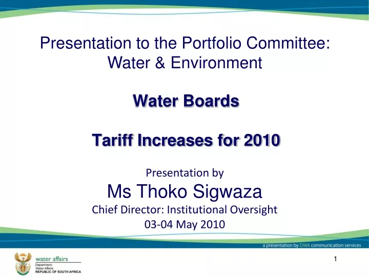 water boards tariff increases for 2010