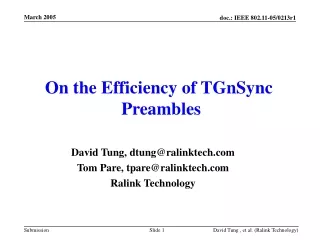 On the Efficiency of TGnSync  Preambles