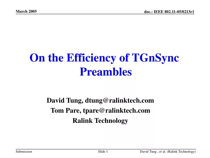 on the efficiency of tgnsync preambles