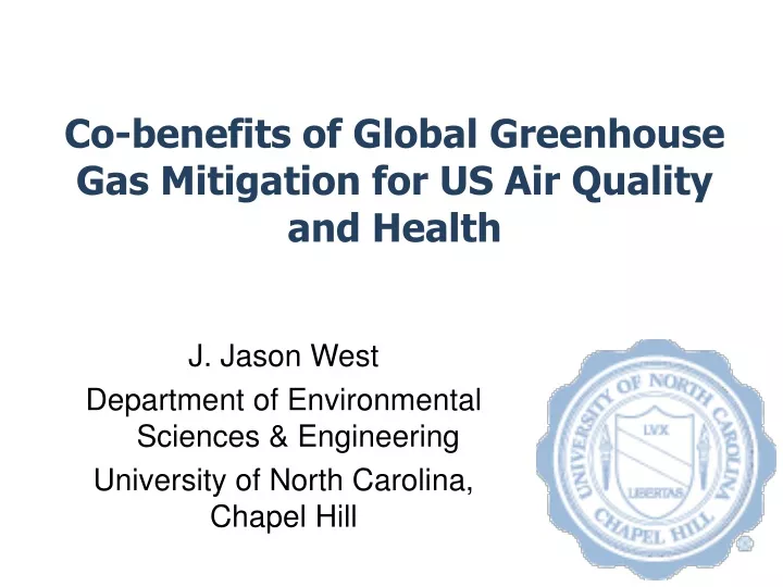 co benefits of global greenhouse gas mitigation for us air quality and health
