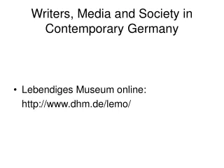 Writers, Media and Society in Contemporary Germany