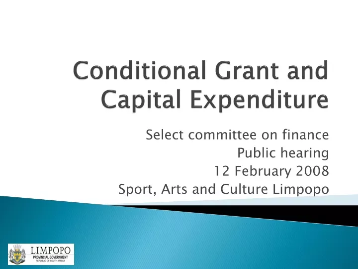 conditional grant and capital expenditure