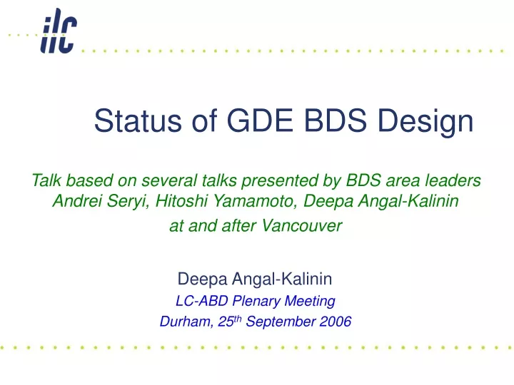 status of gde bds design