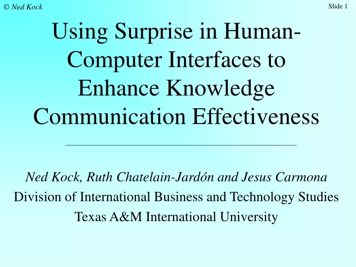 using surprise in human computer interfaces to enhance knowledge communication effectiveness