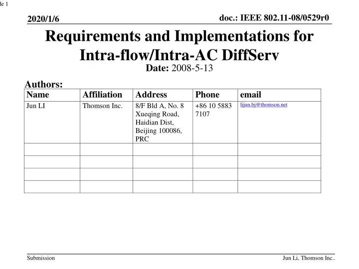 requirements and implementations for intra flow intra ac diffserv