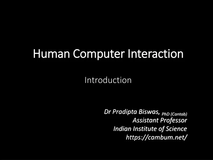 human computer interaction introduction