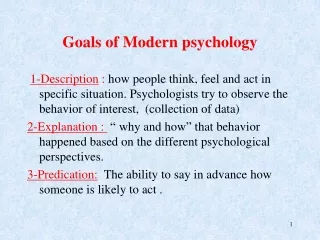 Goals of Modern psychology