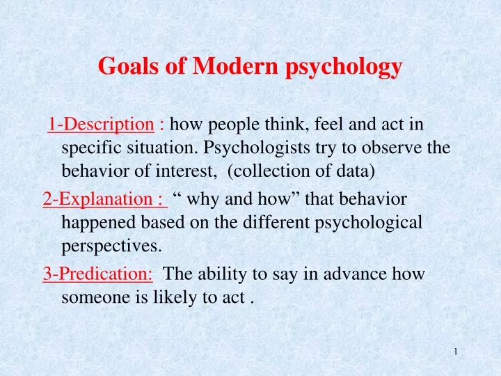 goals of modern psychology