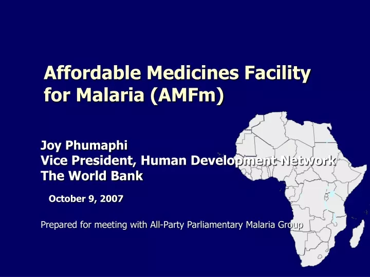 affordable medicines facility for malaria amfm