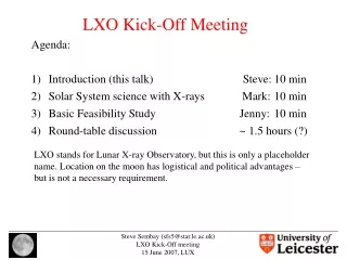 LXO Kick-Off Meeting