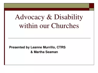 Advocacy &amp; Disability within our Churches