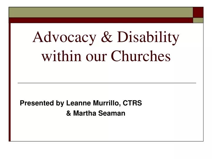 advocacy disability within our churches