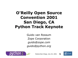 O'Reilly Open Source Convention 2001 San Diego, CA Python Track Keynote