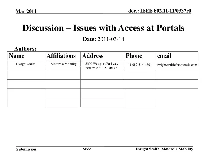 discussion issues with access at portals
