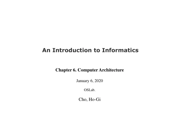 an introduction to informatics