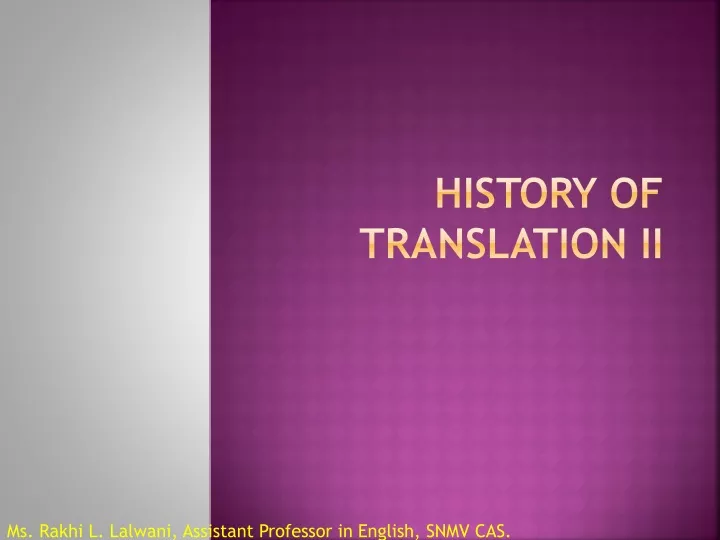 history of translation ii