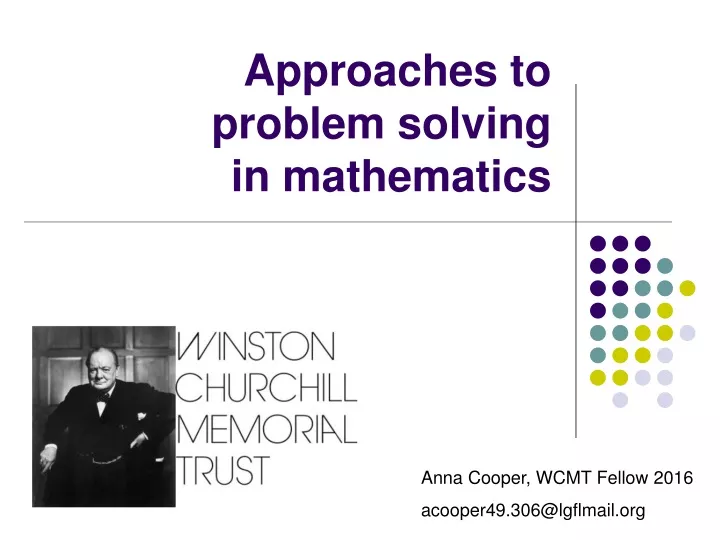 approaches to problem solving in mathematics