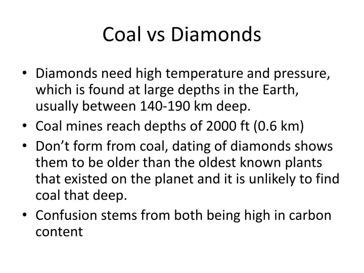 coal vs diamonds