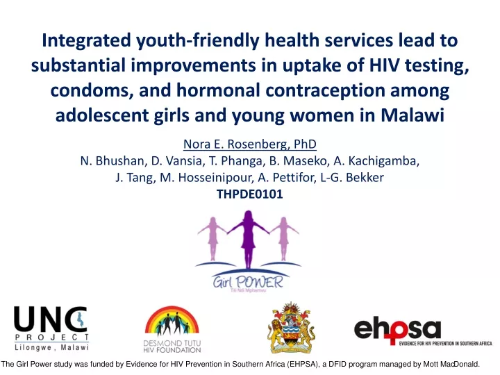 integrated youth friendly health services lead