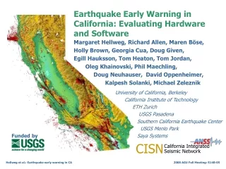 Earthquake Early Warning in California: Evaluating Hardware and Software