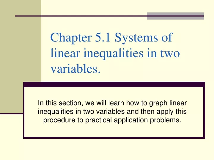 chapter 5 1 systems of linear inequalities in two variables