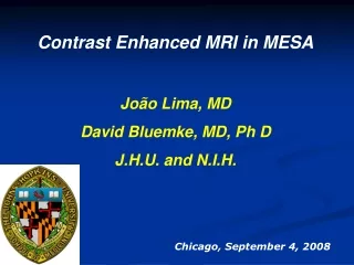 Contrast Enhanced MRI in MESA João Lima, MD David Bluemke, MD, Ph D   J.H.U. and N.I.H.