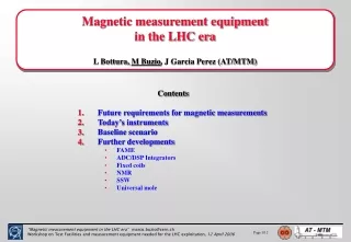 Magnetic measurement equipment  in the LHC era   L Bottura,  M Buzio , J Garcia Perez (AT/MTM)