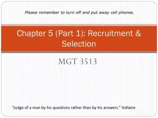 Chapter 5 (Part 1): Recruitment &amp; Selection