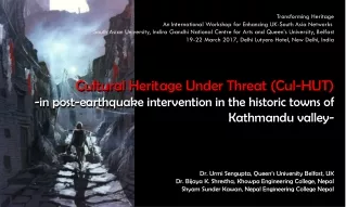 Transforming Heritage An International Workshop for Enhancing UK-South Asia Networks