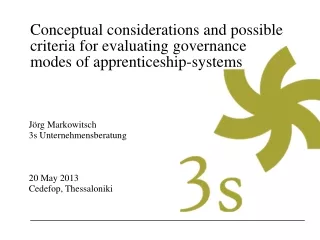 Conceptual considerations and possible criteria for evaluating governance