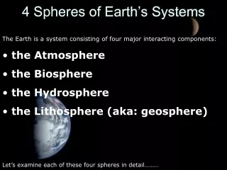 4 Spheres of Earth’s Systems