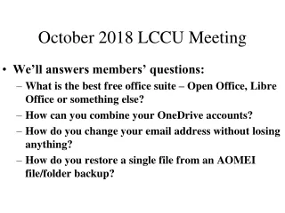October 2018 LCCU Meeting